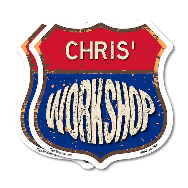 Signmission Chris's Workshop, 18 inch X 18 inch, Plastic Sign, 2PK - SHI-P-2PACK-18-489-CHRIS