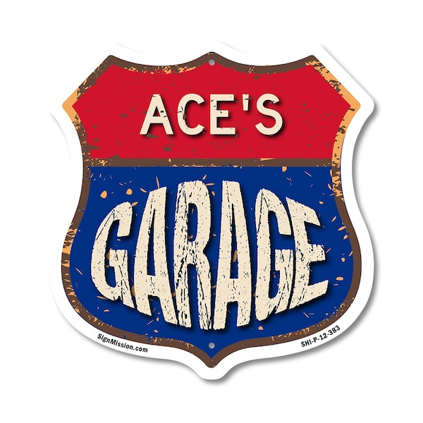 Signmission Ace's Garage, 12 Inch X 12 Inch, Plastic Sign - SHI-P-12-383-ACE