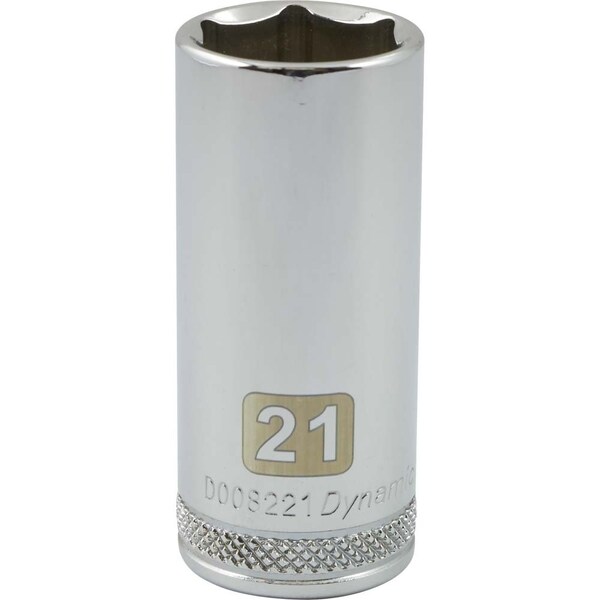Dynamic Tools 3/8" Drive 6 Point Metric, 21mm Deep Length, Chrome Socket - D008221
