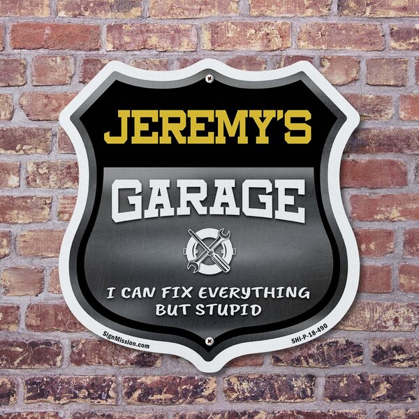 Signmission Jeremy's Garage I Can Fix Everything But Stupid, 12 inch X 12 inch, Aluminum Metal Sign, 2PK - SHI-A-2PACK-12-490-JEREMY