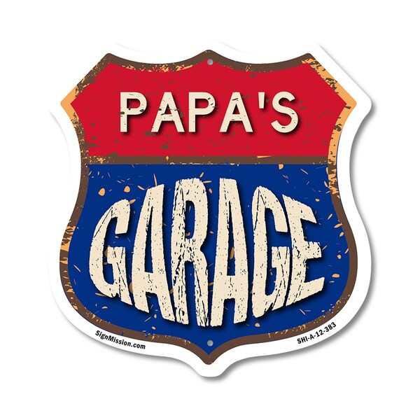 Signmission Papa's Garage, 12 Inch X 12 Inch, Aluminum Metal Sign - SHI-A-12-383-PAPA
