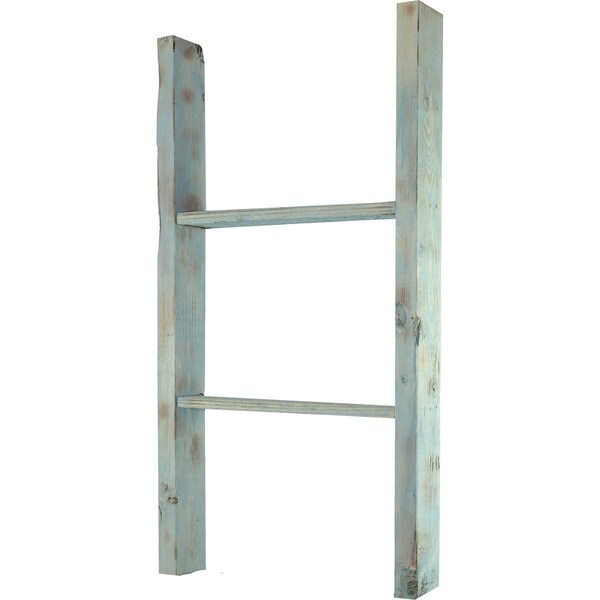 Ekena Millwork 19"W x 36"H x 3 1/2"D Vintage Farmhouse 2 Rung Ladder, Barnwood Decor Collection, Driftwood Blue - DECR019X036X04LDRBU