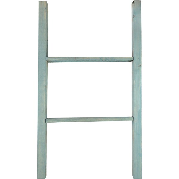 Ekena Millwork 19"W x 36"H x 3 1/2"D Vintage Farmhouse 2 Rung Ladder, Barnwood Decor Collection, Driftwood Blue - DECR019X036X04LDRBU
