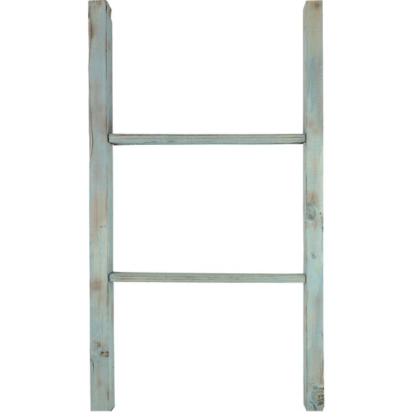 Ekena Millwork 19"W x 36"H x 3 1/2"D Vintage Farmhouse 2 Rung Ladder, Barnwood Decor Collection, Driftwood Blue - DECR019X036X04LDRBU