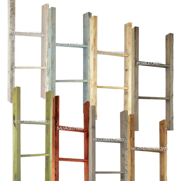 Ekena Millwork 19"W x 36"H x 3 1/2"D Vintage Farmhouse 2 Rung Ladder, Barnwood Decor Collection, Driftwood Blue - DECR019X036X04LDRBU