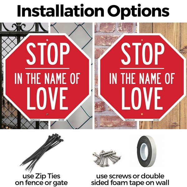 Signmission Stop In the Name of Love, 10 Inch X 10 Inch, Aluminum Metal Signs - OC-A-10-290