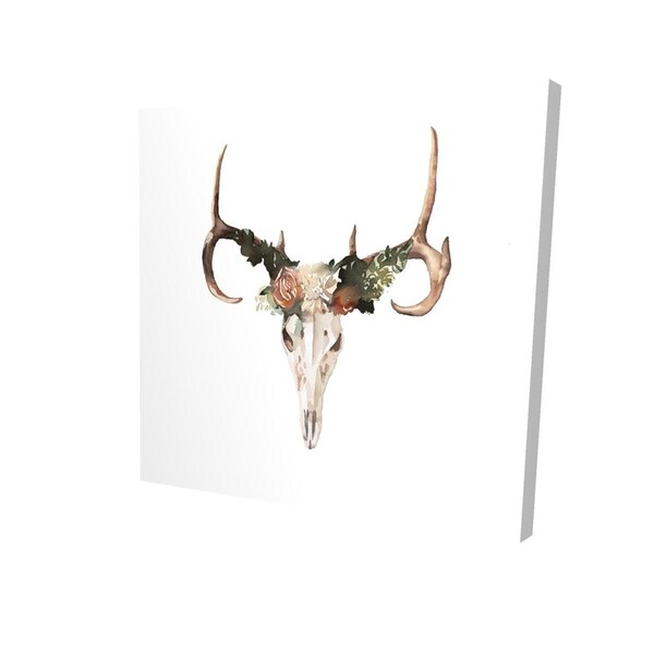 Begin Home Decor 32 x 32 in. Deer Skull with Roses-Print on Canvas - 2080-3232-AN405