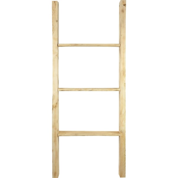 Ekena Millwork 19"W x 48"H x 3 1/2"D Vintage Farmhouse 3 Rung Ladder, Barnwood Decor Collection, Natural Barnwood - DECR019X048X04LDRUF