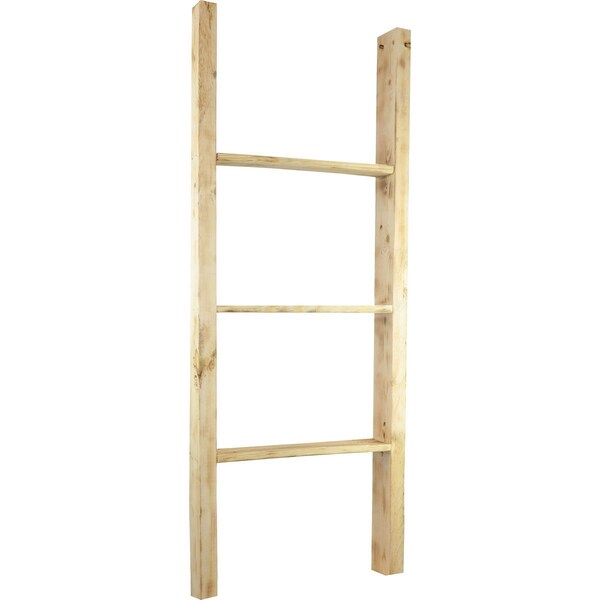 Ekena Millwork 19"W x 48"H x 3 1/2"D Vintage Farmhouse 3 Rung Ladder, Barnwood Decor Collection, Natural Barnwood - DECR019X048X04LDRUF