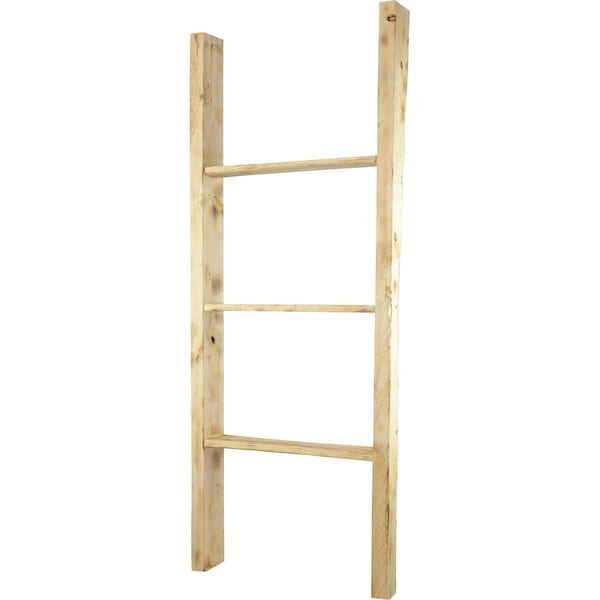 Ekena Millwork 19"W x 48"H x 3 1/2"D Vintage Farmhouse 3 Rung Ladder, Barnwood Decor Collection, Natural Barnwood - DECR019X048X04LDRUF