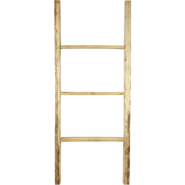 Ekena Millwork 19"W x 48"H x 3 1/2"D Vintage Farmhouse 3 Rung Ladder, Barnwood Decor Collection, Natural Barnwood - DECR019X048X04LDRUF