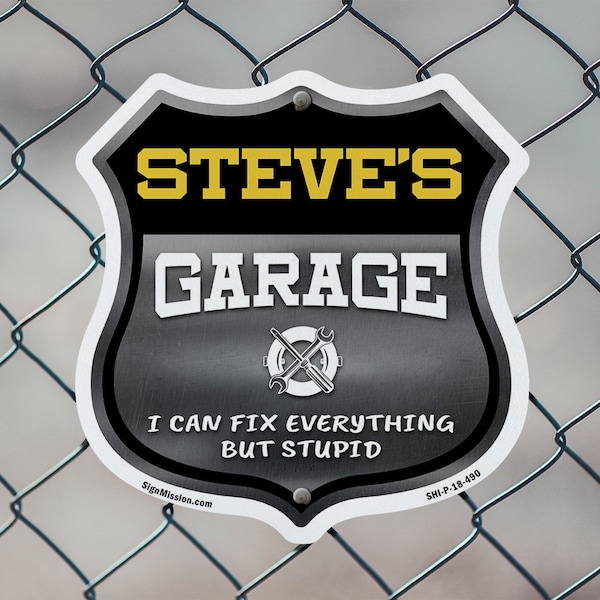 Signmission Steve's Garage I Can Fix Everything But Stupid, 12 inch X 12 inch, Aluminum Metal Sign, 5PK - SHI-A-5PACK-12-490-STEVE