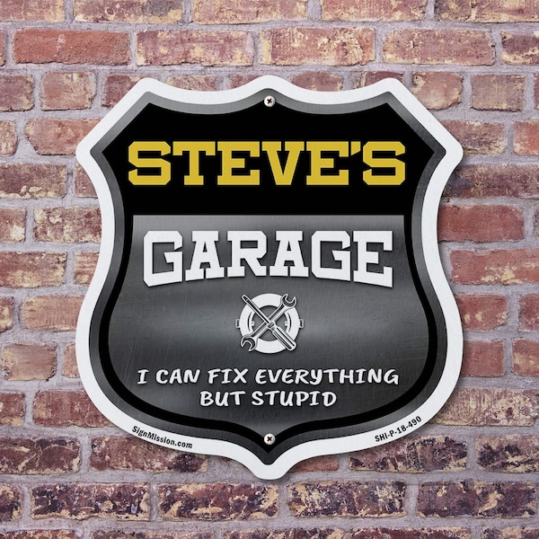 Signmission Steve's Garage I Can Fix Everything But Stupid, 12 inch X 12 inch, Aluminum Metal Sign, 5PK - SHI-A-5PACK-12-490-STEVE