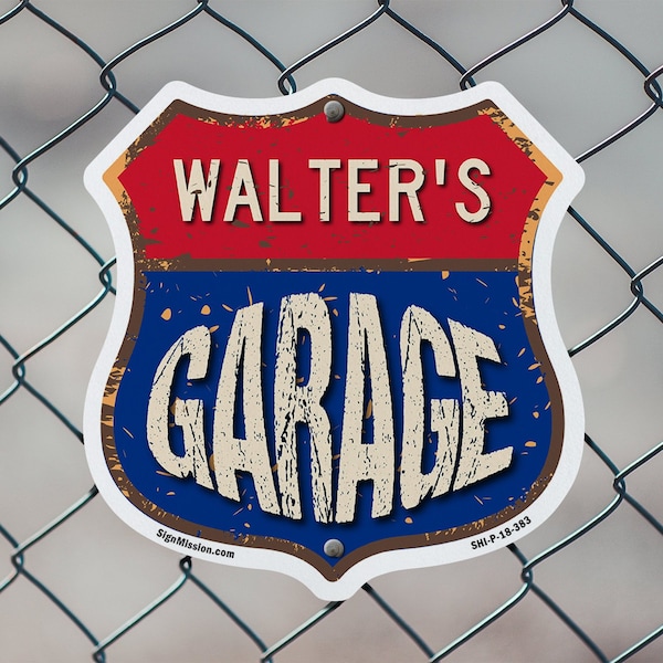 Signmission Walter's Garage, 18 inch X 18 inch, Plastic Sign, 2PK - SHI-P-2PACK-18-383-WALTER