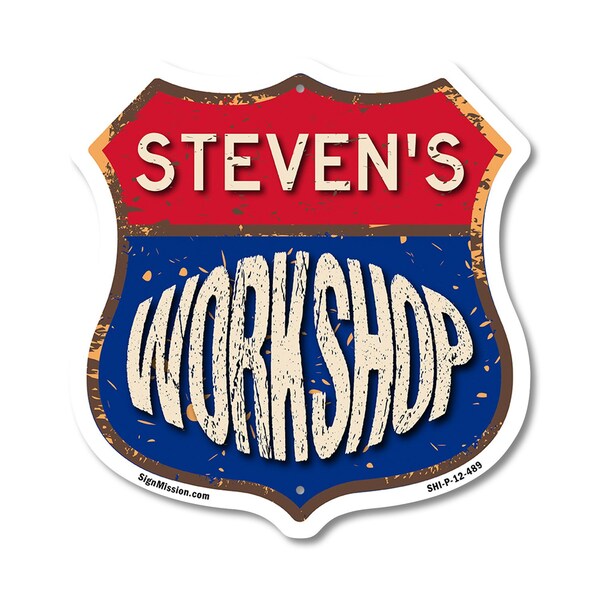Signmission Steven's Workshop, 12 Inch X 12 Inch, Plastic Sign - SHI-P-12-489-STEVEN