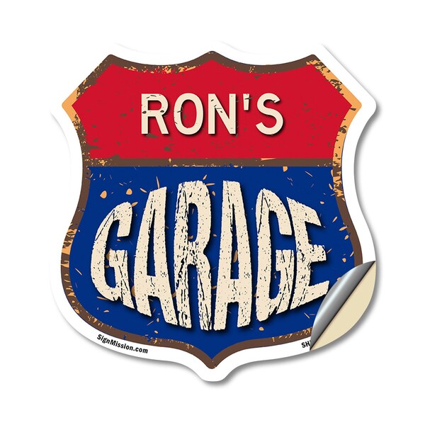 Signmission Ron's Garage, 18 Inch X 18 Inch, Vinyl Decal - SHI-D-18-383-RON