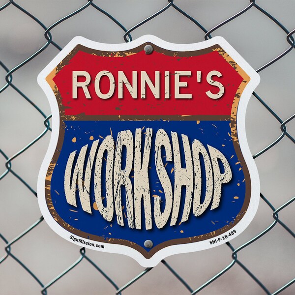 Signmission Ronnie's Workshop, 6 Inch X 6 Inch, Plastic Sign - SHI-P-6-489-RONNIE
