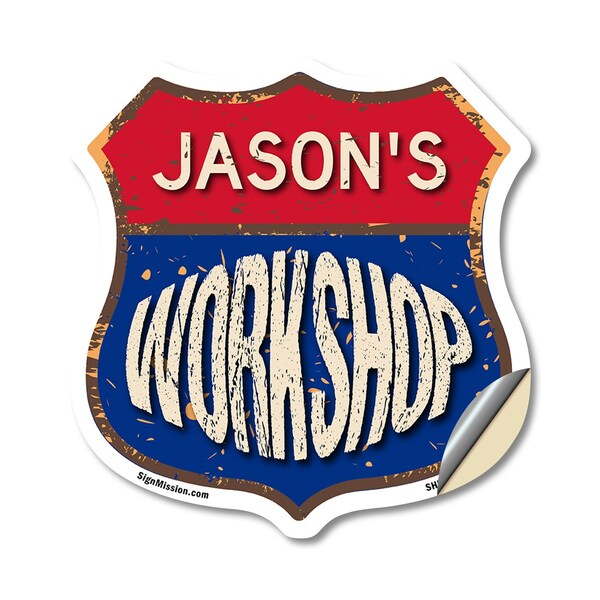 Signmission Jason's Workshop, 12 Inch X 12 Inch, Vinyl Decal - SHI-D-12-489-JASON