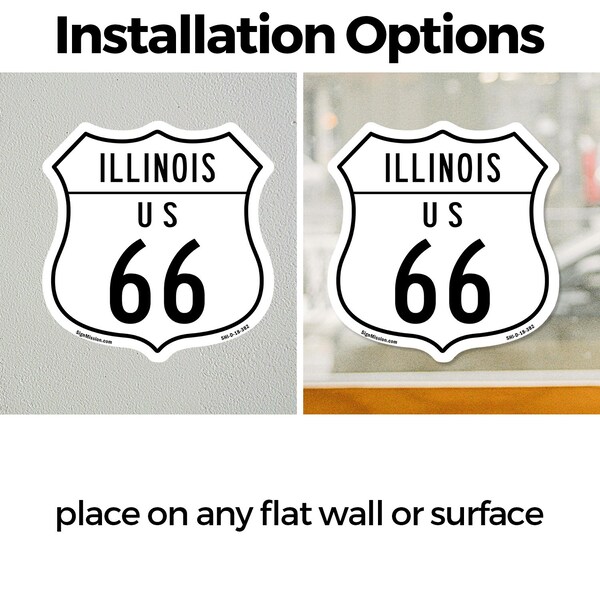 Signmission Illinois Route Marker Shield Sign Us 66, 4 inch X 4 inch, Vinyl Decal, 5PK - SHI-D-5PACK-4-382