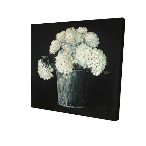 Begin Home Decor 32 x 32 in. White Hydrangea Flowers-Print on Canvas - 2080-3232-FL358