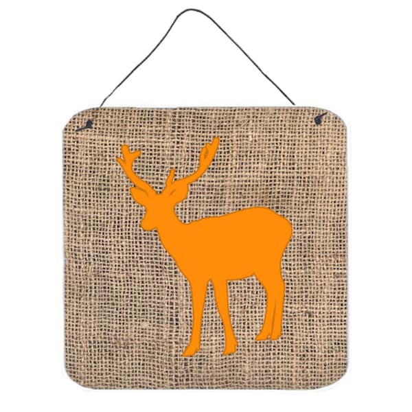 Micasa Deer Burlap And Orange Aluminium Metal Wall Or Door Hanging Prints - MI236050