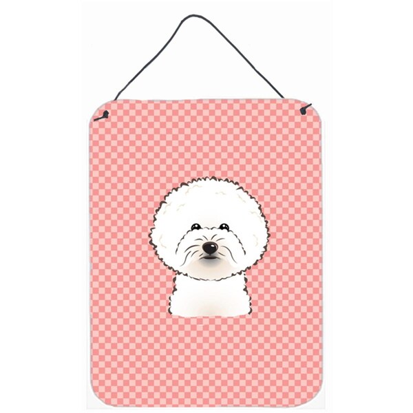 Carolines Treasures Checkerboard Pink Bichon Frise Wall and Door Hanging Prints - BB1217DS1216