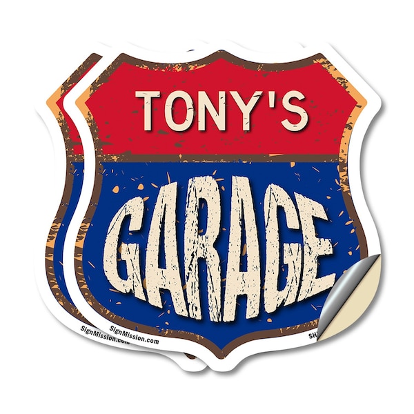 Signmission Tony's Garage, 18 inch X 18 inch, Vinyl Decal, 2PK - SHI-D-2PACK-18-383-TONY
