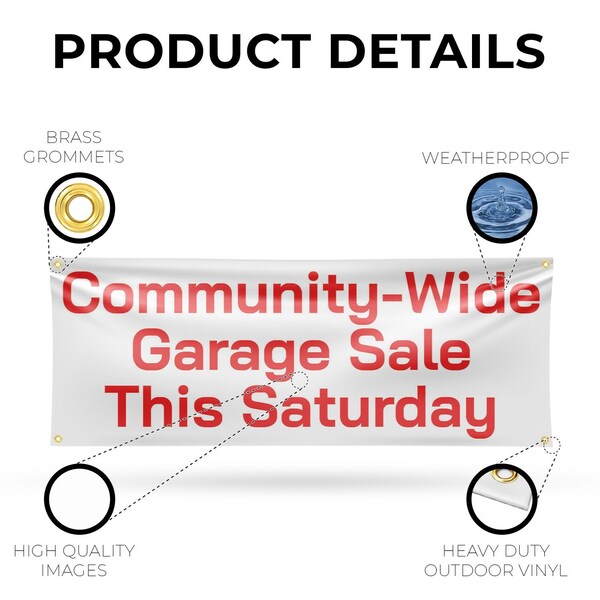 Signmission Community Wide Garage Sale this Saturday, 18 Inch x 48 Inch, Vinyl Banner - B-30522