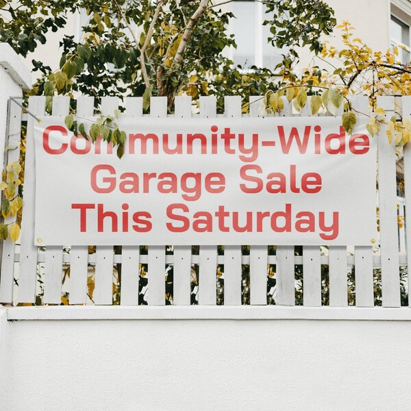 Signmission Community Wide Garage Sale this Saturday, 18 Inch x 48 Inch, Vinyl Banner - B-30522