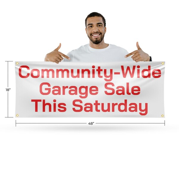Signmission Community Wide Garage Sale this Saturday, 18 Inch x 48 Inch, Vinyl Banner - B-30522