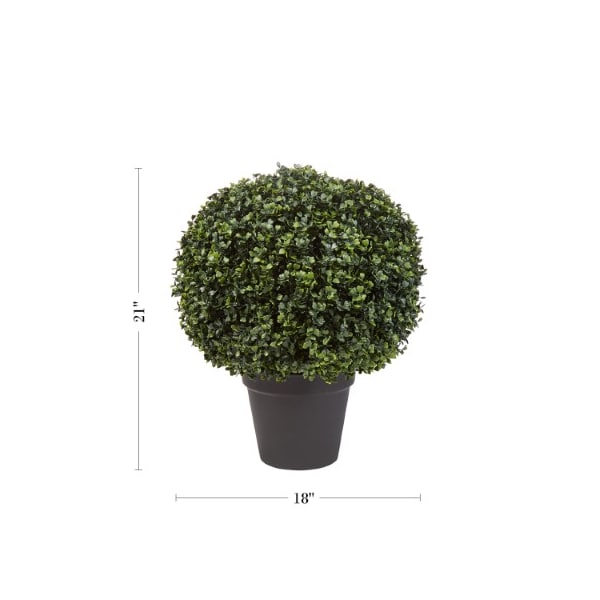 Nature Spring Faux Boxwood Plastic Decorative Topiary Arrangement, Weighted Pot, Indoor or Outdoor (23" H x 18" W) - 424198BPQ