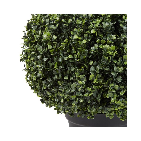 Nature Spring Faux Boxwood Plastic Decorative Topiary Arrangement, Weighted Pot, Indoor or Outdoor (23" H x 18" W) - 424198BPQ