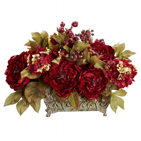 Nearly Natural Peony and Hydrangea Silk Arrangement - 4929