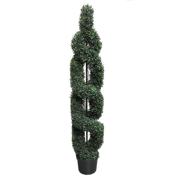 Adlmired By Nature Admired by Nature GTR4631-NATURAL Artificial Boxwood Leave Double Spiral Topiary in Plastic Pot; Green - 5 ft. - GTR4631-NATURAL