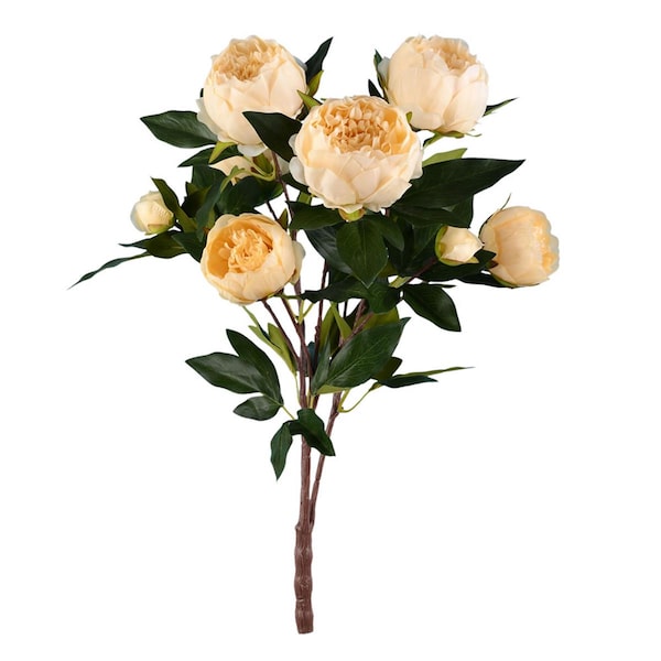 Dare2Decor 23 in. Beige Peony Bush with 6 Flowers - DA3246061