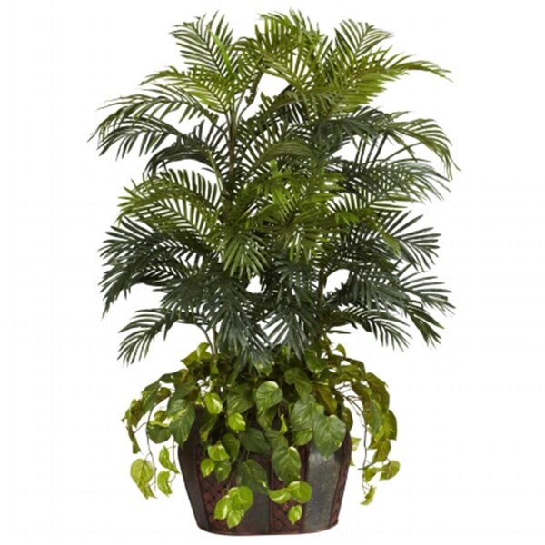 Dare2Decor 4.5 in. Double Areca with Vase and Pothos Silk Plant - DA103271