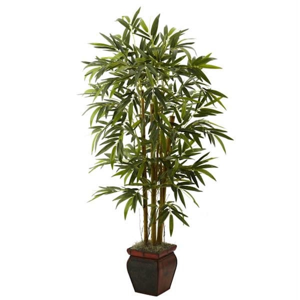Nearly Natural 5.5 and rsquo; Bamboo with Decorative Planter - 5928