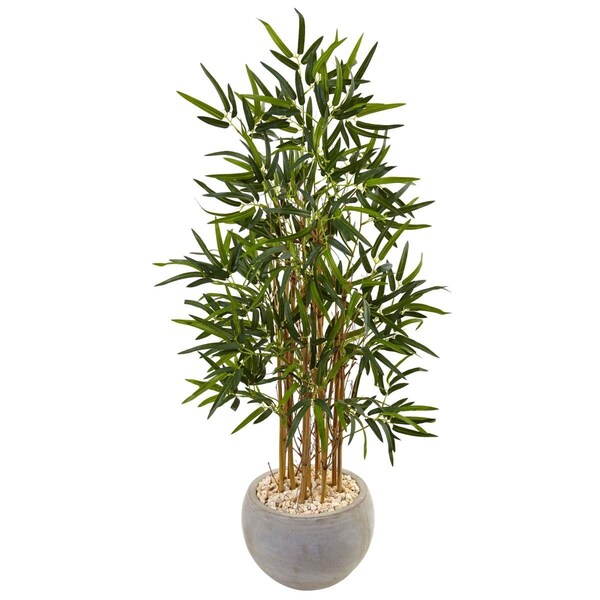 Nearly Natural 4 ft. Artificial Bamboo Tree in Sand Colored Bowl - 5802