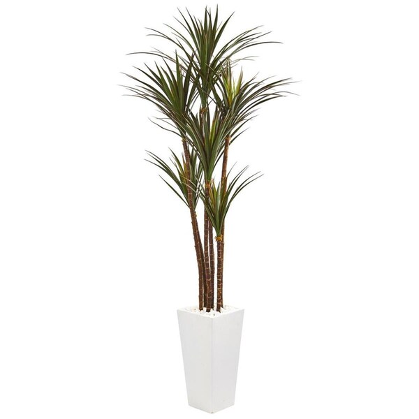 Dare2Decor 6.5 in. Giant Yucca Artificial Tree in White Planter - DA2471581