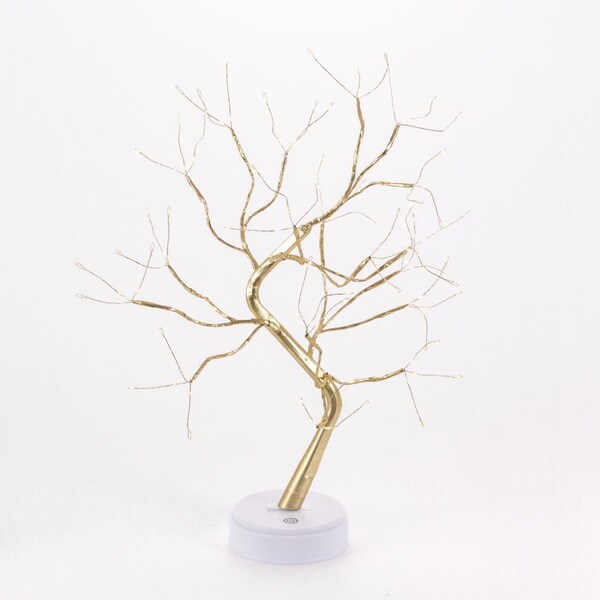 Vecindario Elegant Champagne Gold Tree with Warm LED Lights - USB Capable - VE2978907