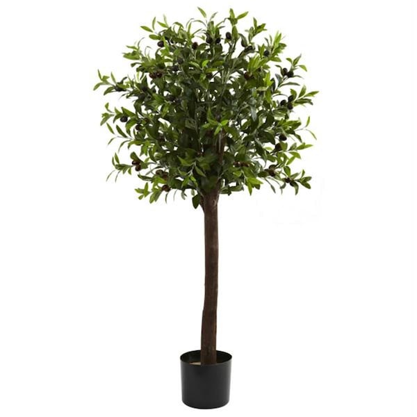Nearly Natural 4 and rsquo; Olive Topiary Silk Tree - 5411