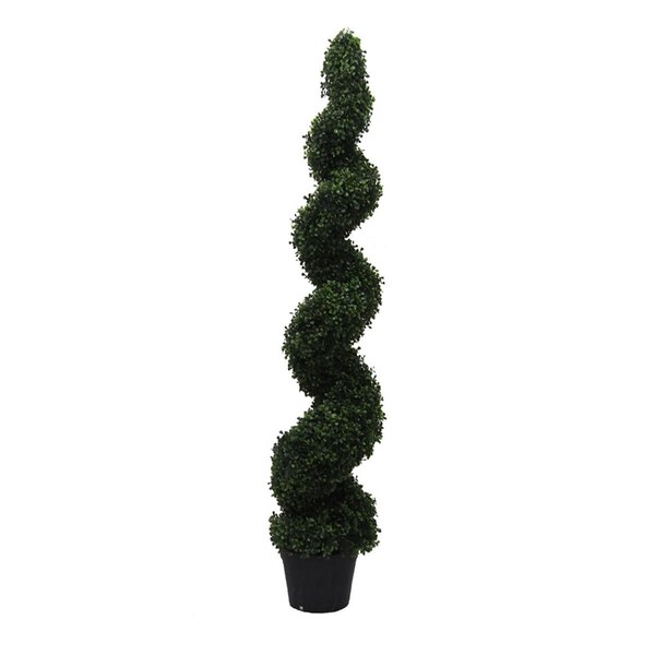 Vickerman UV Boxwood Spiral Everyday Topiary on Pot - 5 ft. - TP170460