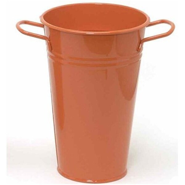 Houston International Trading 6.5 in. dia. x 9.5 in. Enameled Galvanized Vase, Tangerine - 8295E TA