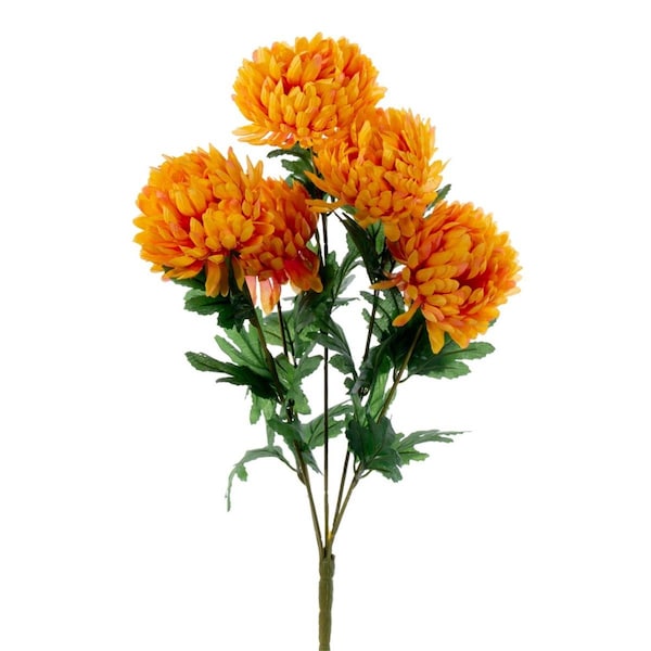 Vickerman 23 in. Artificial Sunrise Mum Bush x 5, Gold - FJ210508