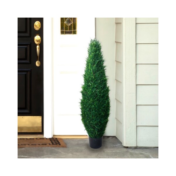Nature Spring 41-inch Artificial Cyprus Tree, Faux Potted Evergreen Plant, Indoor or Outdoor, Home / Office, Large - 284609AHH