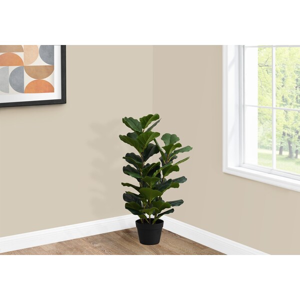 Monarch Specialties Artificial Plant, 32" Tall, Fiddle Tree, Indoor, Faux, Fake, Floor, Greenery, Potted, Real Touch - I 9511
