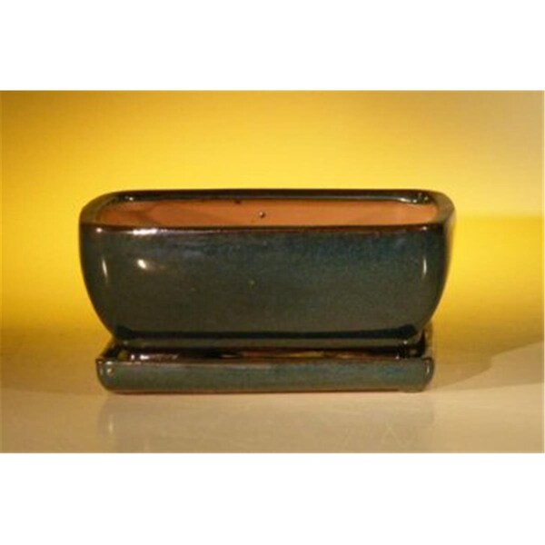 Paisaje 8.5 x 6.5 x 3.5 in. Ceramic Bonsai Pot, Dark Moss Green - Rectangle - PA2529687