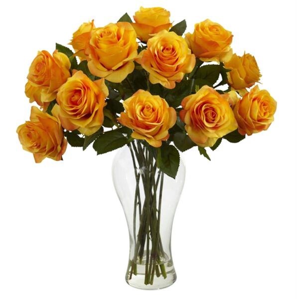 Nearly Natural Blooming Roses with Vase - 1328-OY