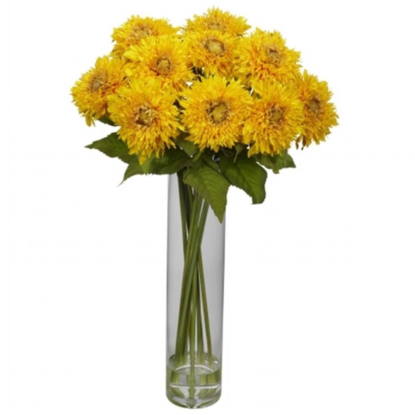 Nearly Natural Sunflower with Cylinder Silk Flower Arrangement - 1246-YL