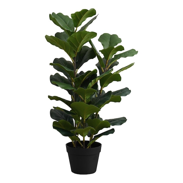 Heat Wave 32 in. Decorative Green Leaves Artificial Plant, Black Pot - HE3603451